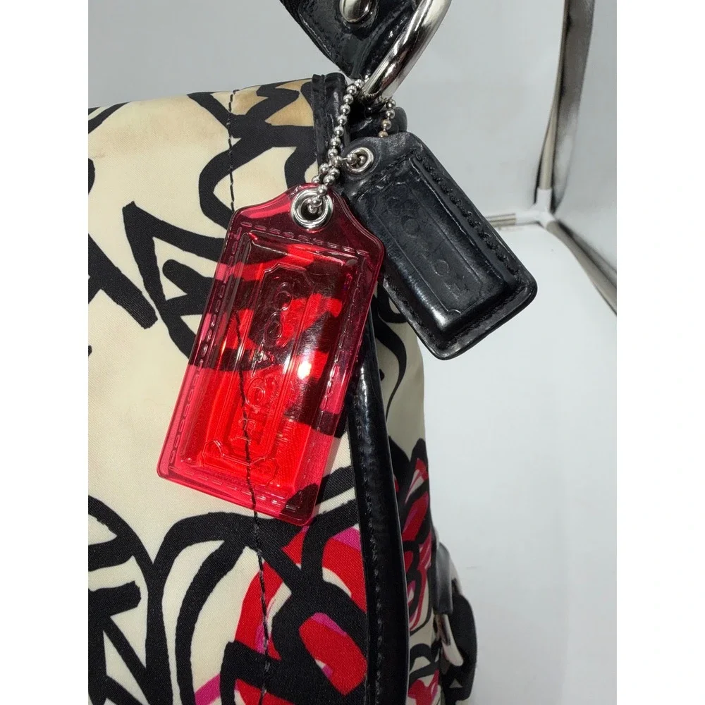 Coach Poppy Graffiti Floral Messenger Bag F16915 Crossbody Red Black Cream
